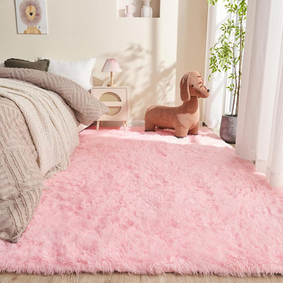 Tapis roses pour la chambre à coucher, tapis moelleux ultra-doux pour le salon, tapis à poils longs 4 x 6 pour chambre de bébé, fille, garçon, bébé, peluche, pelucheux, hirsute, décoration mignonne
