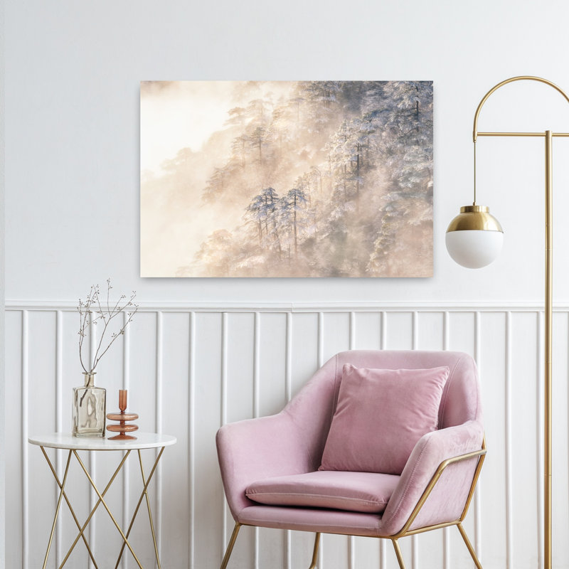 Cui - Pinus taiwanais dans les nuages, paysage abstrait contemporain, art mural, H 24 po x l 36 po