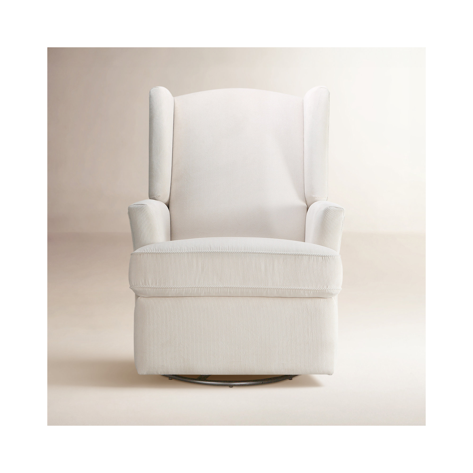 Heming Wingback Recliner Nursery Glider, Ivory Corduroy