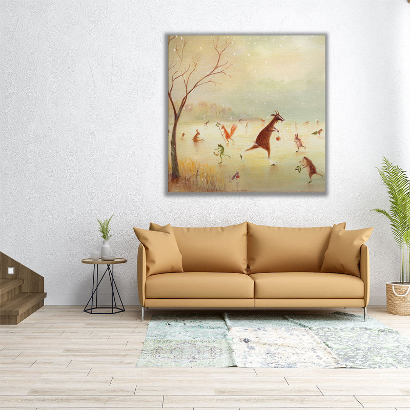 The Winter Skaters - reproduction d'art sur toile, H 30 po x l 30 po