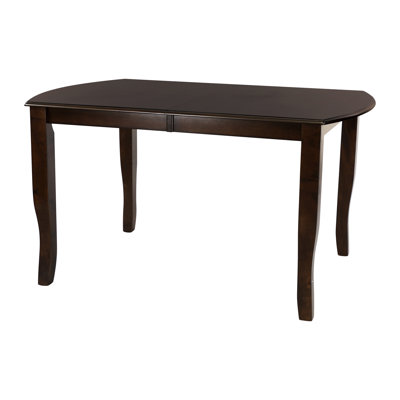 Table de salle à manger en bois de placage de manguier foncé avec rallonge incluse, rallonge incluse, 6 places, table avec placage