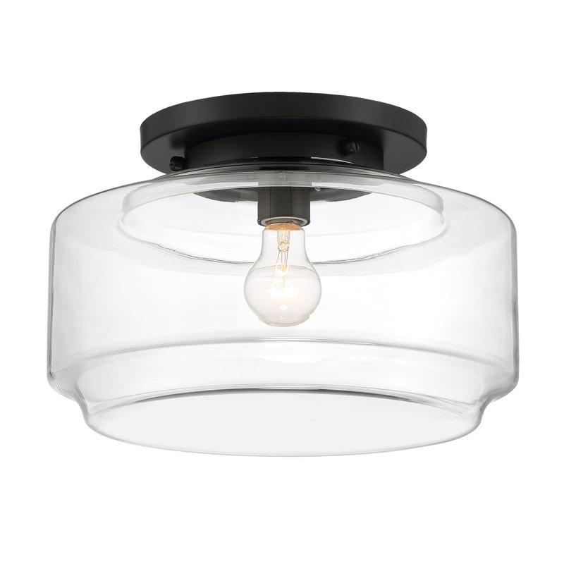 Plafonnier semi-encastré 1 lumière Peri, Noir, H 9,13 po x l 14 po x P 14 po