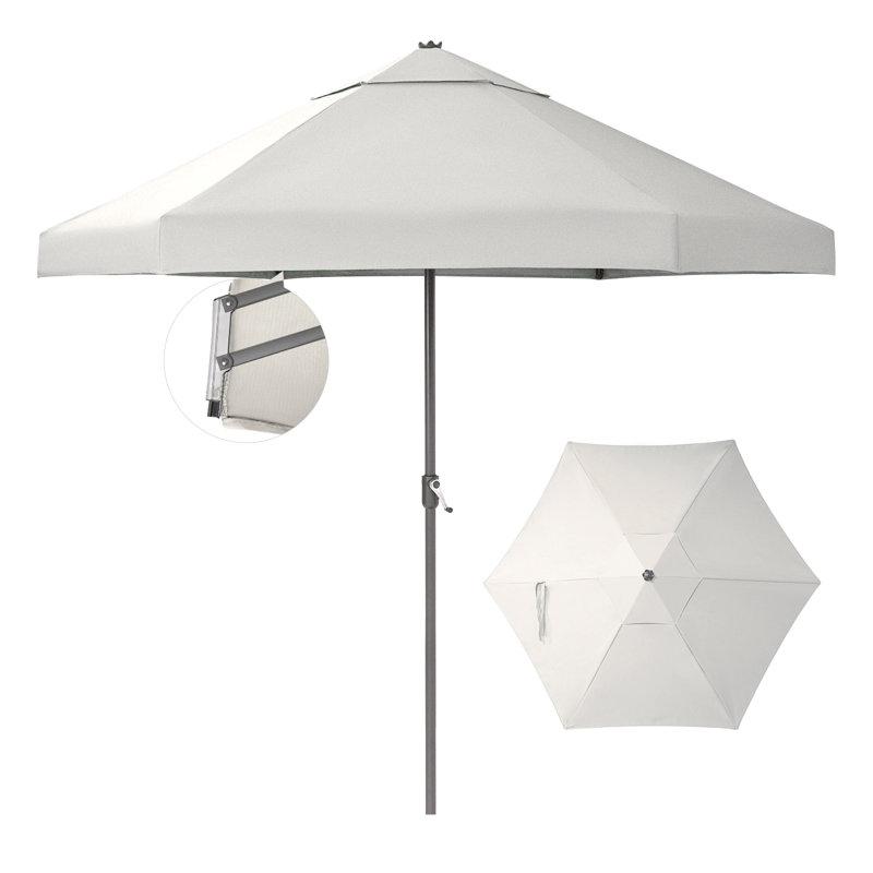 Parasol de patio 9 pi avec inclinaison automatique 9 pi, Beige