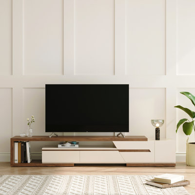 Tressler 78.74''-106.29''  Solid Wood Extendable  TV Stand, Wood Media Console With 3 Drawers 1 Storge, No-Assembly Required