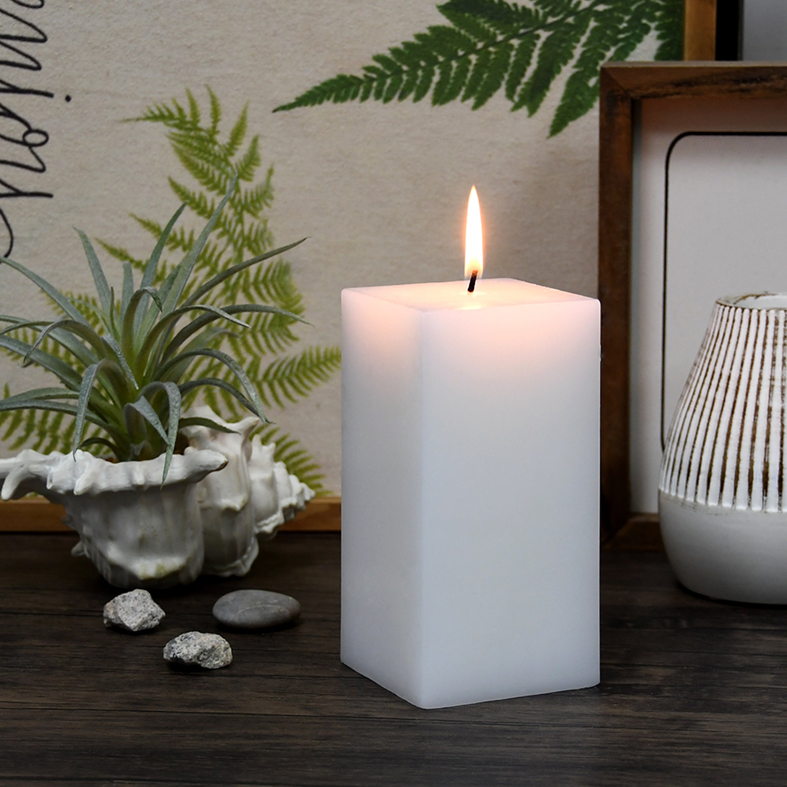 Citronella Pillar Candle, White, 6" H x 3" W x 3" D, 1 Candle