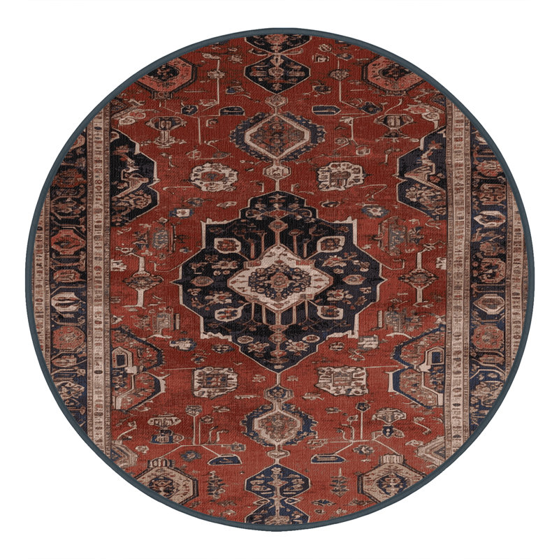 Tapis brun lavable à la machine, Rond 5 pi