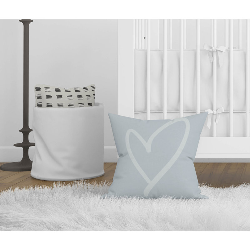 Coussin Love, Bleu ardoise / bleu géométrique, H 20 po x l 20 po