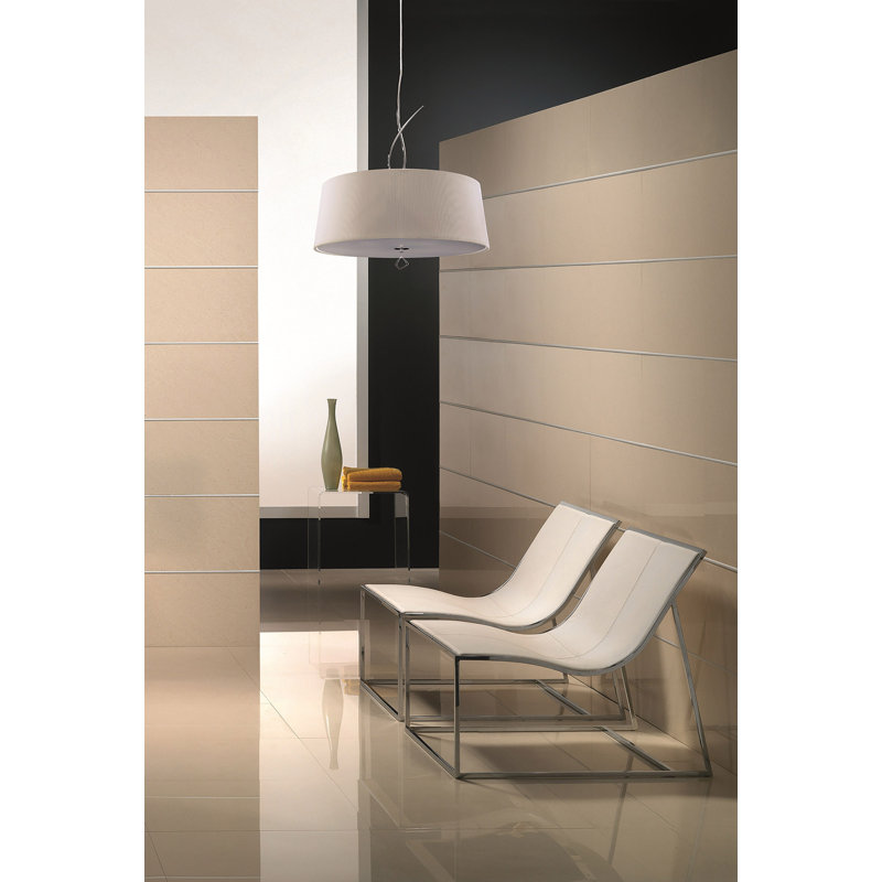 Eurich 4 - Light Drum Pendant, Ivory White, Polished Chrome