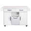 Îlot de cuisine blanc avec poubelle polyvalente, table à abattants, support à épices, barre à serviettes, étagère amovible, poubelle basculante, tiroir, armoire, tablettes, style-1289805973