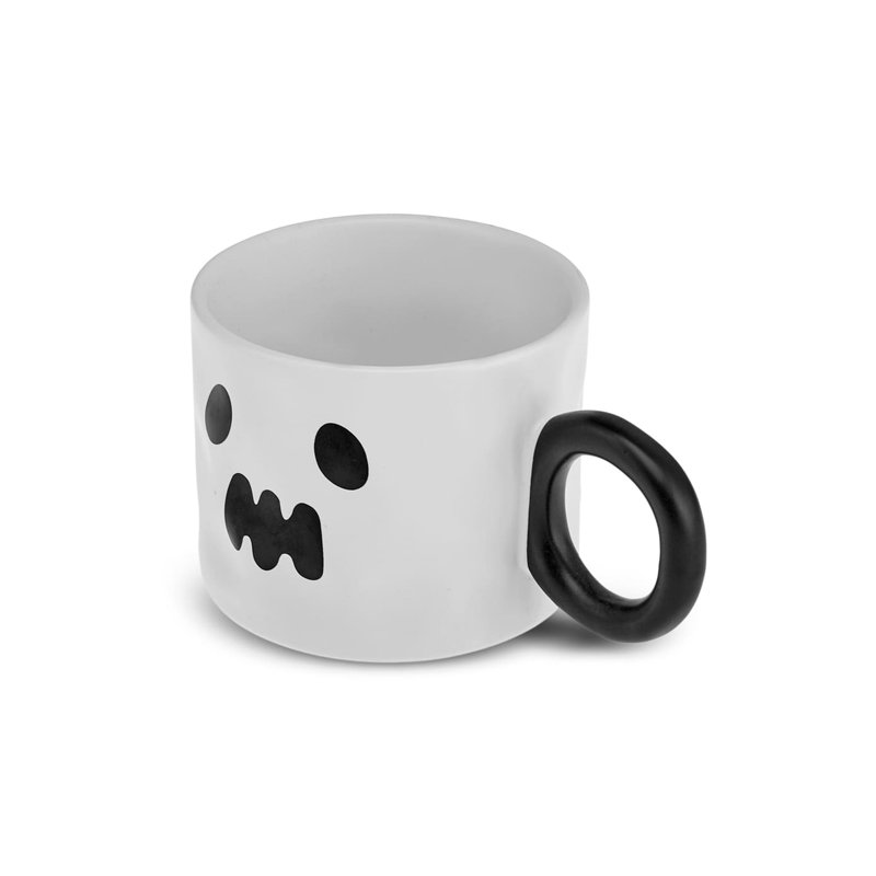 Karaca Halloween Ghost Ceramic Mug, 10cm, White Black