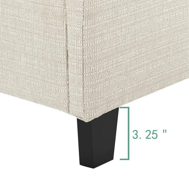 Grand lit plateforme avec housse et traverses latérales en tissu transitionnel