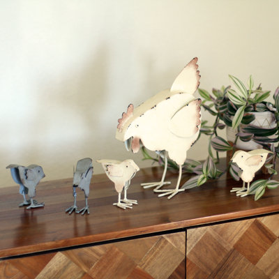 Lila's Dual-Tone Tabletop Metal Farmhouse Henhouse Set