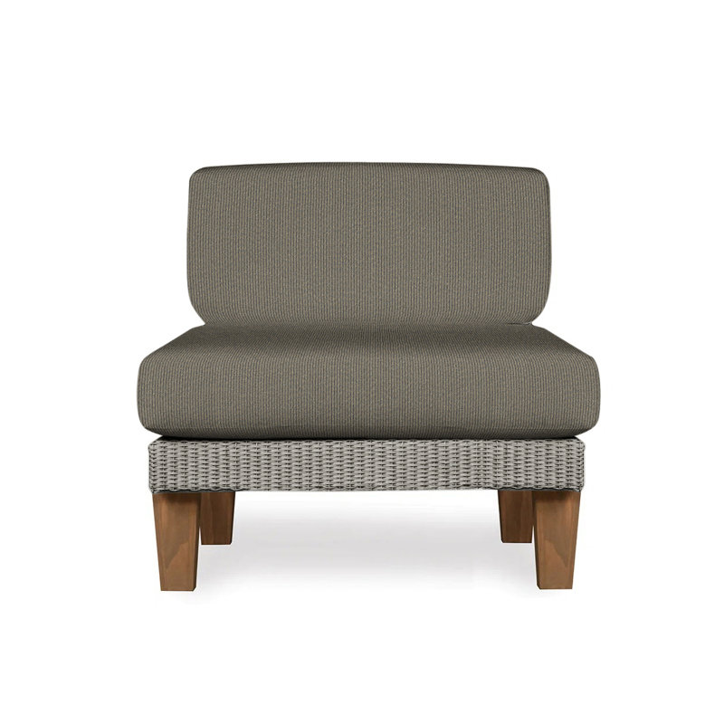 Catalina Outdoor Teak Lounge Chair, Canvas Black Sunbrella® Canvas, Pewter