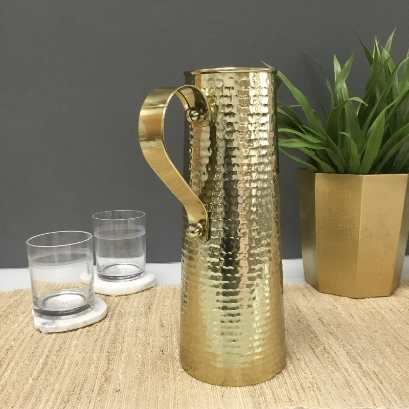 Pichet en acier inoxydable martelé 68 oz, H 13 po x l 5 po, Or
