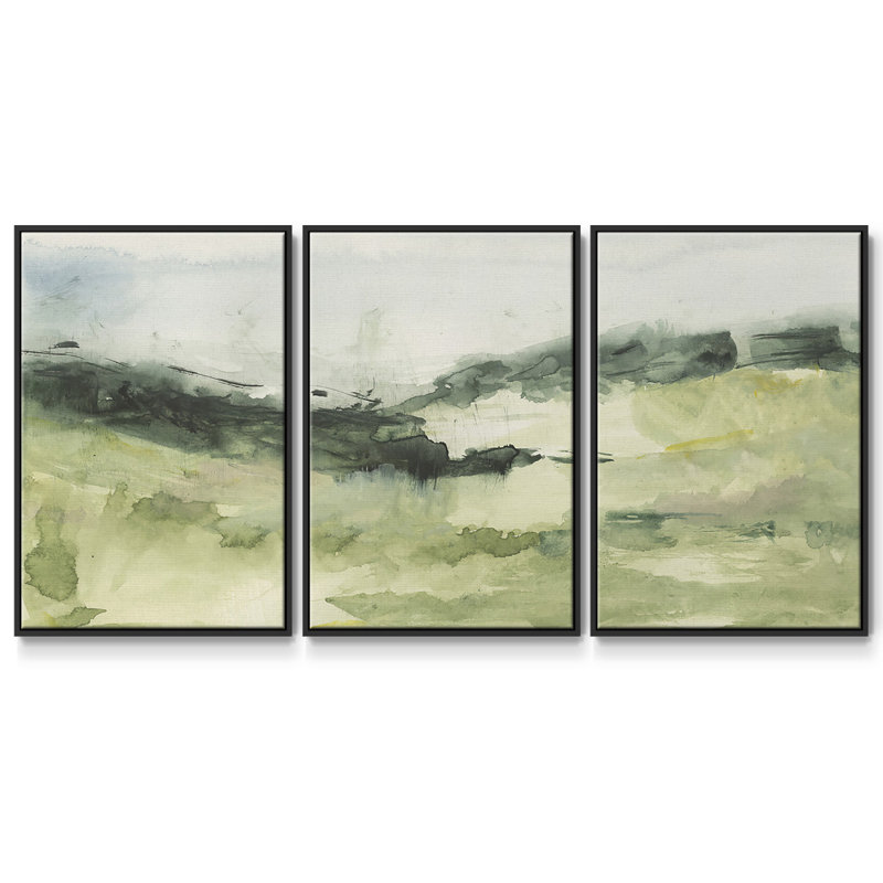Hill Scramble II, reproduction sur toile 3 pièces, H 24 po x l 48 po x P 2 po, Cadre noir