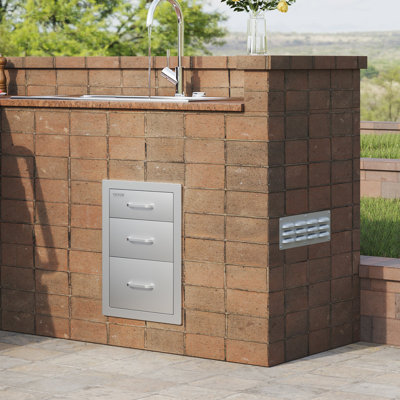Tiroirs de rangement à 3 niveaux pour îlot de barbecue en acier inoxydable l 14 po x H 20,3 po x P 23 po VEVOR