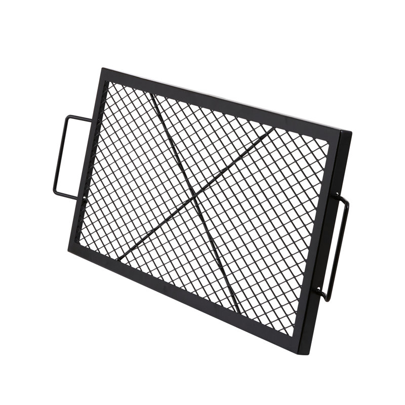 Foyer de cuisson en acier robuste, rectangle de 32 pouces avec poignée, convient aux réunions de famille, maille en forme de losange, meilleure cuisson, grille de barbecue facile à transporter et à monter à l'extérieur, noir