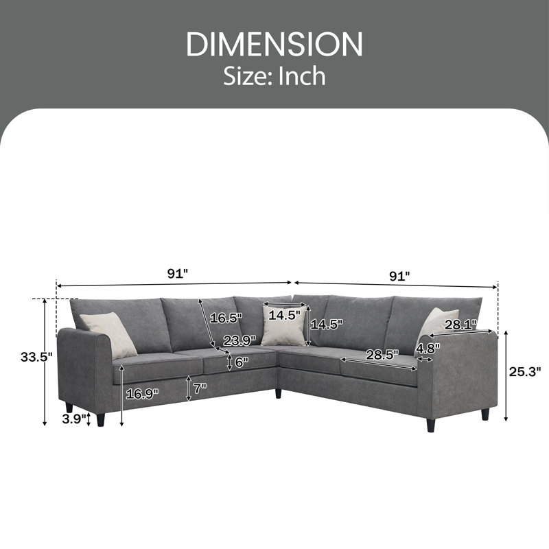 Dalontae Upholstered 91 " L-Shaped Corner Sectional
