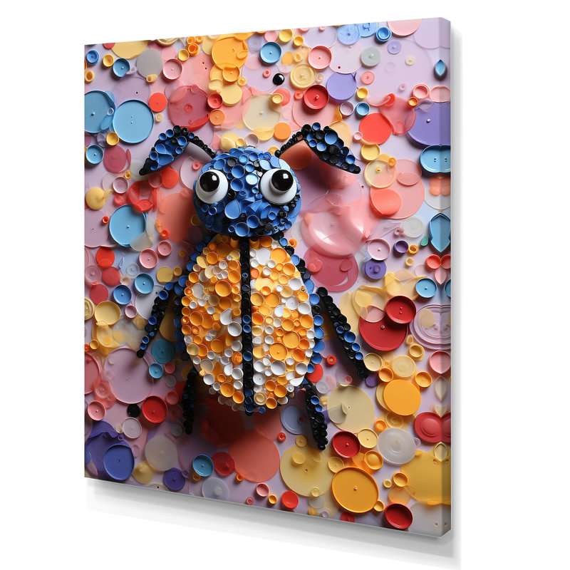 Popart insectes 2 - insectes et insectes, art mural, H 40 po x l 30 po x P 1,5 po, Toile tendue