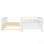 Lit plateforme avec garde-corps, structure en bois massif, convertible en lit simple double, blanc, peu encombrant et élégant-121053555-121053556