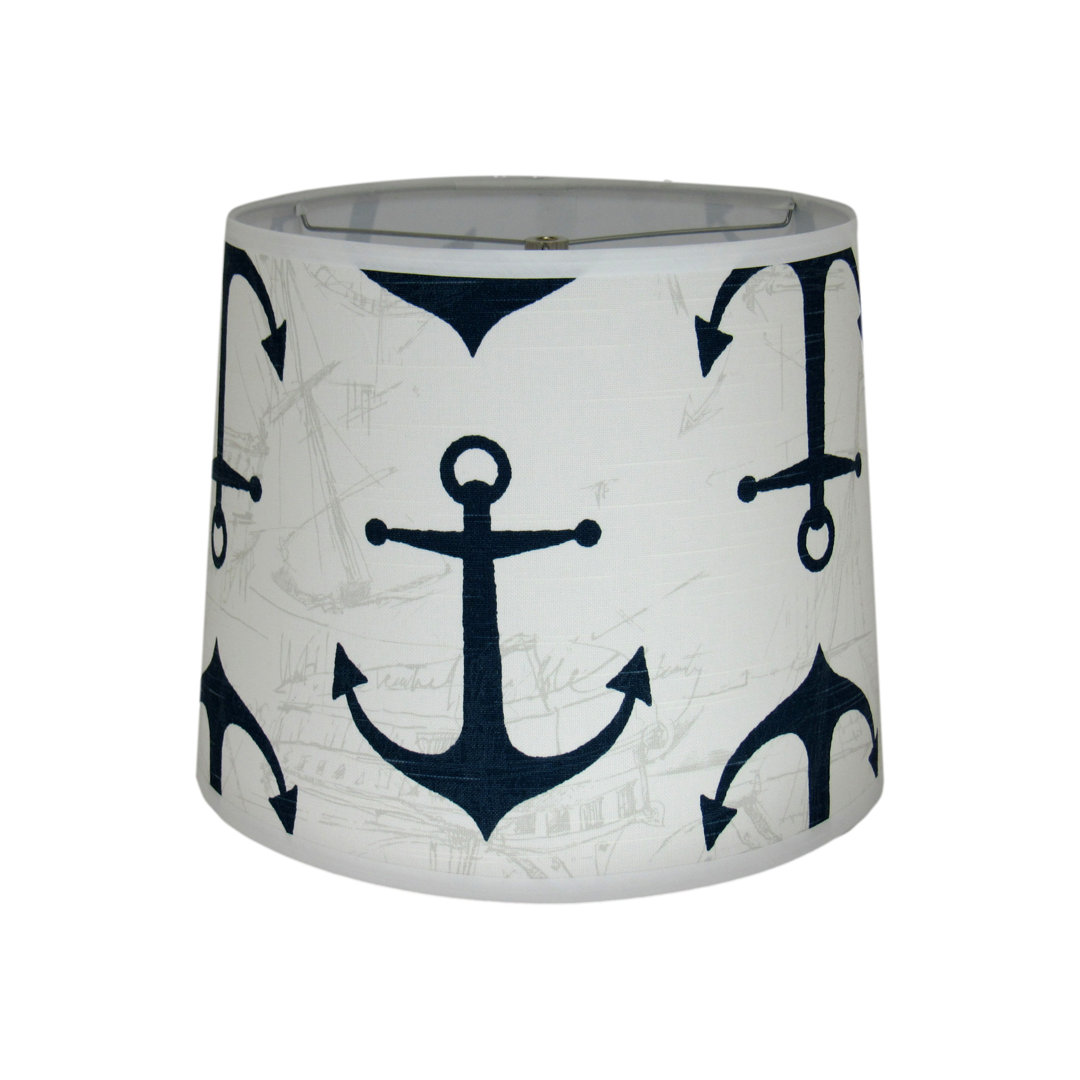 Cotton Drum Lamp Shade ( Screw on ) in White/Blue Breakwater Bay