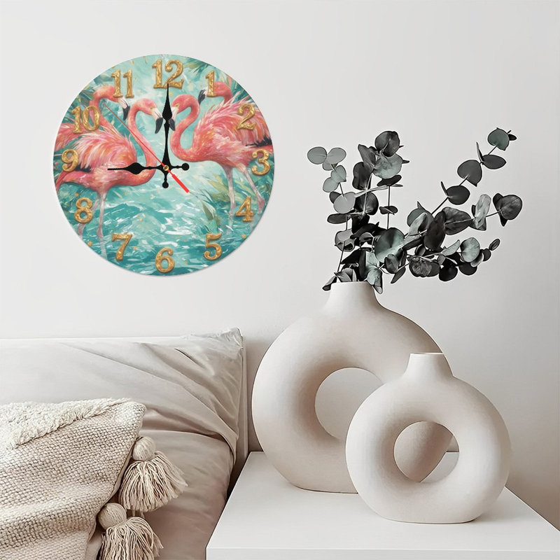 Horloge de flamant tropical