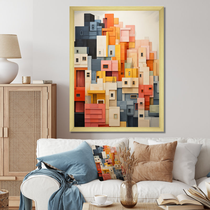 «Kyndall Constructivism», reproduction sur toile, Encadrement doré, H 32 po x l 16 po x P 1 po