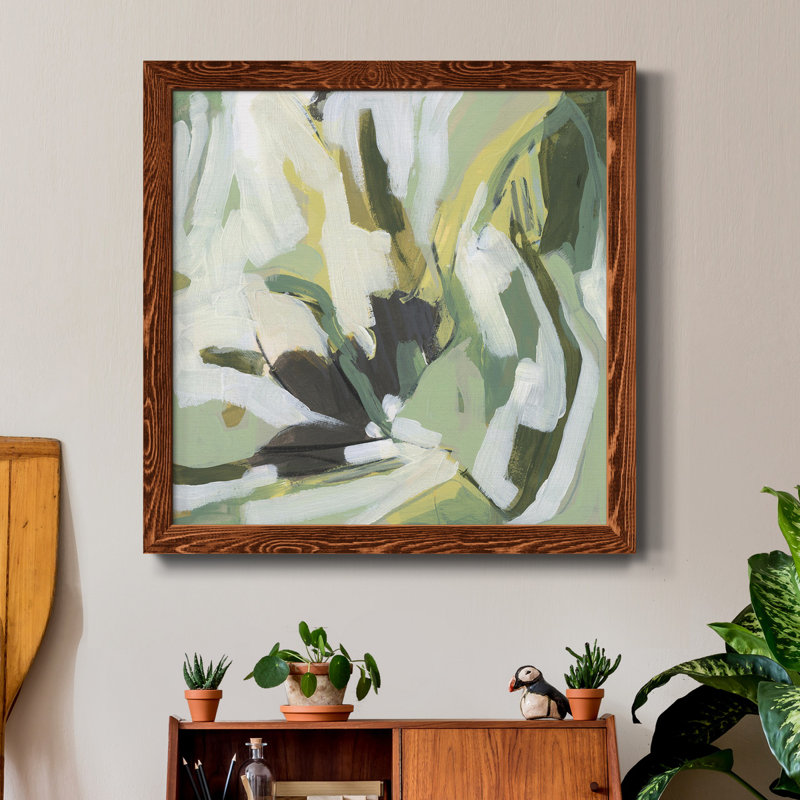 Toile encadrée Electric Lichen III-Premium - prête à être accrochée, H 17 po x l 17 po x P 1,5 po, Érable encadré