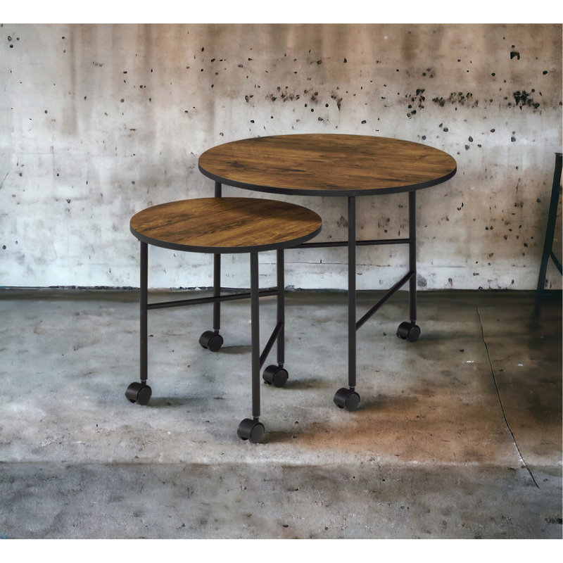 Vintage Oak Finish Nesting Table Set