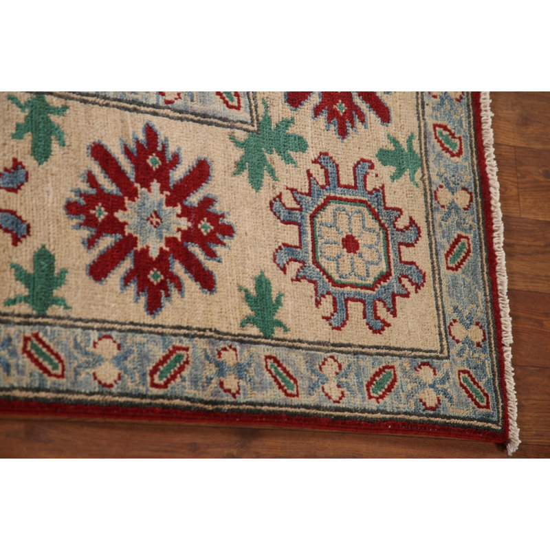 Tapis oriental géométrique rouge Kazak 10