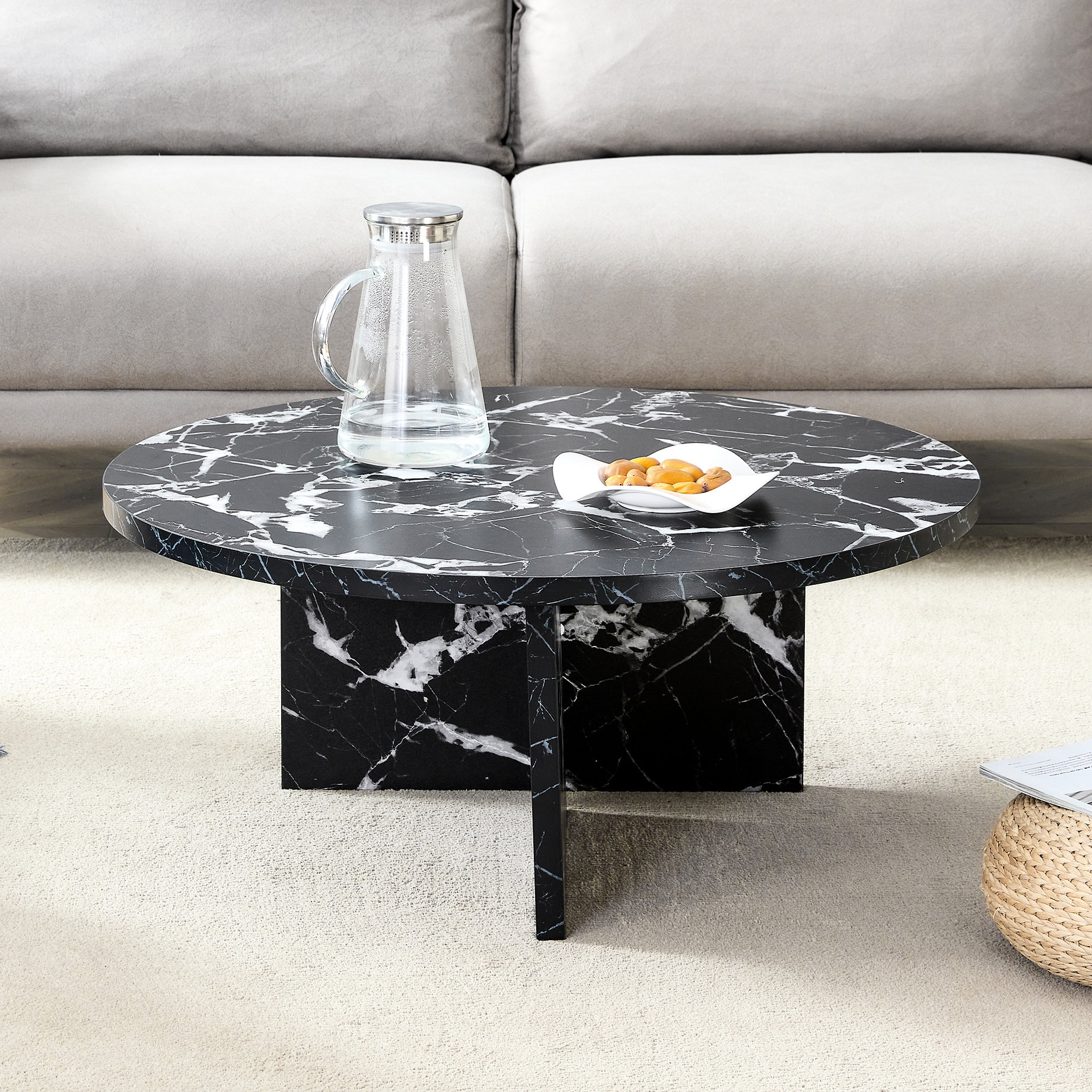 Latitude Run® Elegant Round Coffee Table With Walnut Finish, 31.5X31 ...