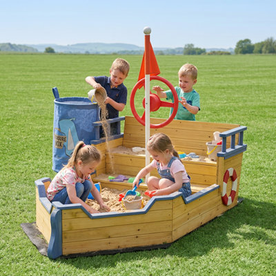 Kids Wooden Pirate Ship Sandbox