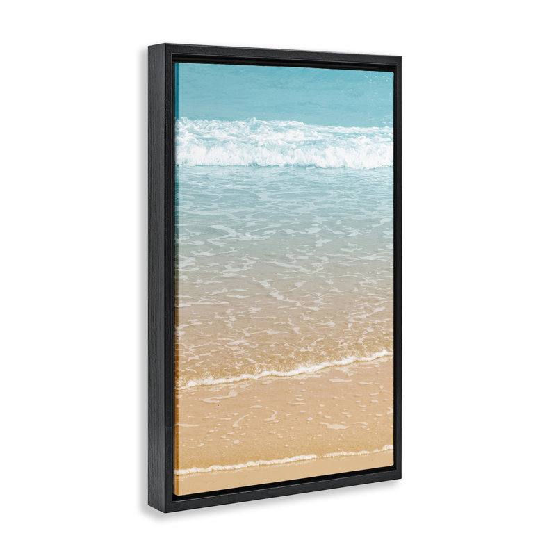 «Clear Summer Waters», toile flottante encadrée par Nataly White, Cadre flottant noir de jais, H 25 po x l 17 po