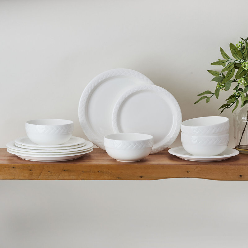 Mikasa Shay 12-Piece Bone China Dinnerware Set, Service For 4