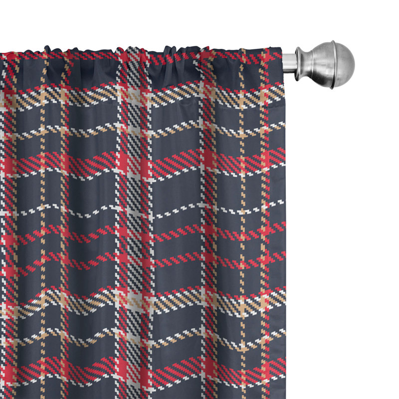 Plaid Semi-Sheer Rod Pocket Curtain Panels, 28" W x 63" L