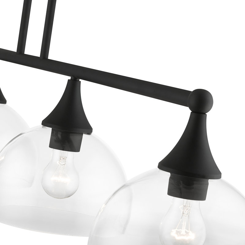 Gorsuch 4 - Light Dimmable Kitchen Island Linear Chandelier, Black