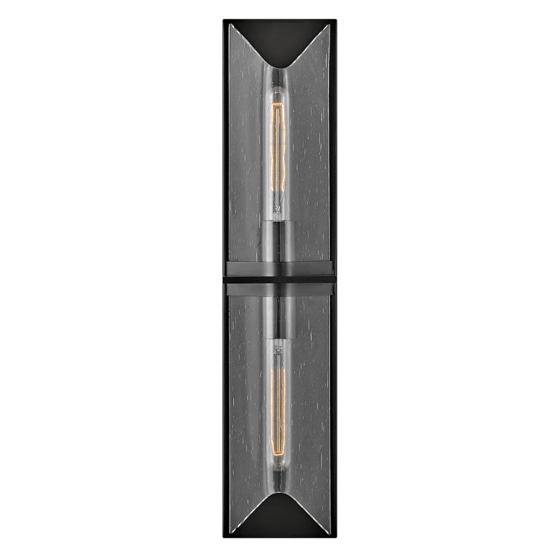 Black Oxide Outdoor Vanity Light with Clear Seedy Glass