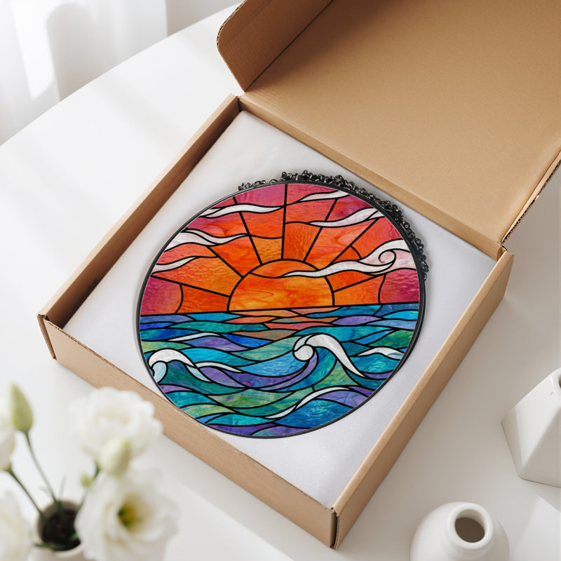 Panneau de vitrail en verre coloré 7,8 po H, H 7,8 po x l 7,8 po