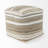 0H White/Taupe/Gray Striped Hemp And Cotton Pouf
