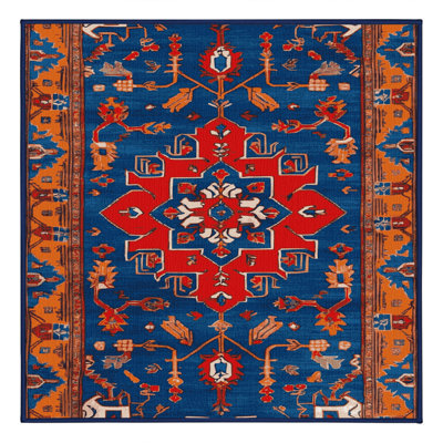 Machine Washable Tabriz Blue Area Rug