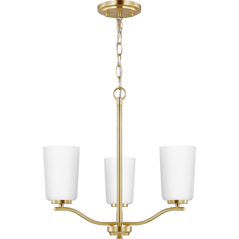 Lustre classique à 3 lumières avec abat-jour Merland, Laiton satiné