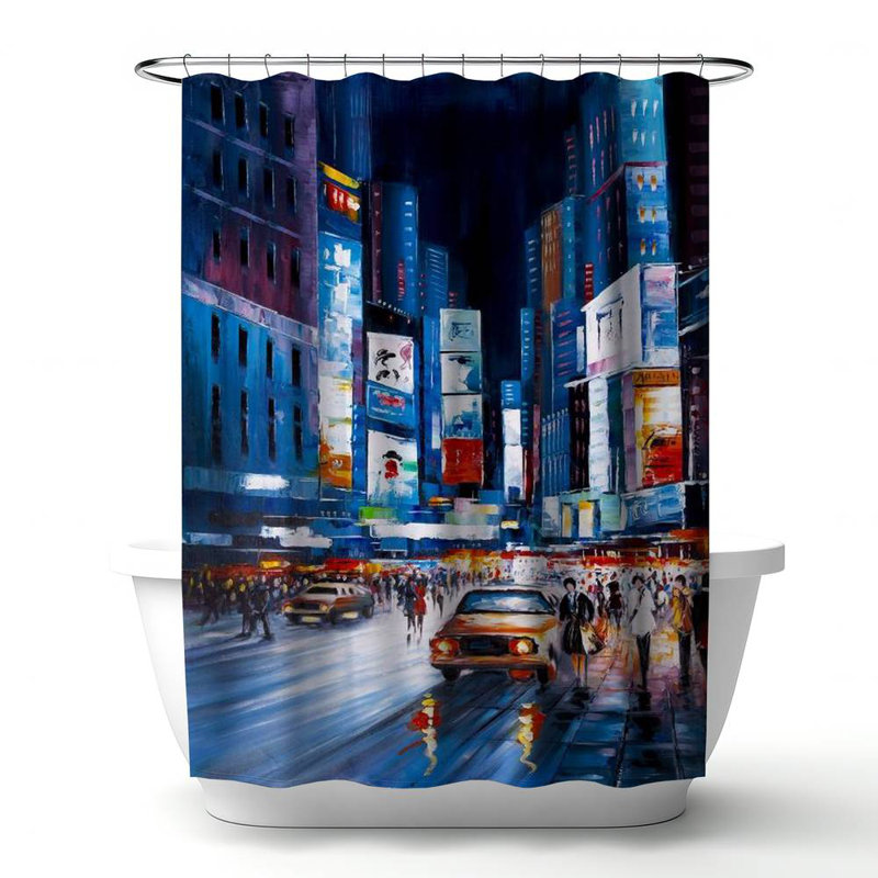 Shower Curtain CI183 – Polyester Shower Curtain, Dye Sublimation Print, 71" W × 74" L, Multicolor Blue