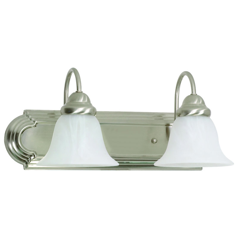 Éclairage pour salle de bain à intensité variable 2 lumières Turcotte, Albâtre, Nickel brossé, Non