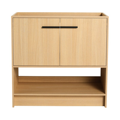 Meuble-lavabo de 36 po, armoire autoportante en contreplaqué à 2 portes, facile à nettoyer et à eau, assemblage simple, style américain, armoire en contreplaqué de paillettes de chêne, résistance aux égratignures, design, éclat