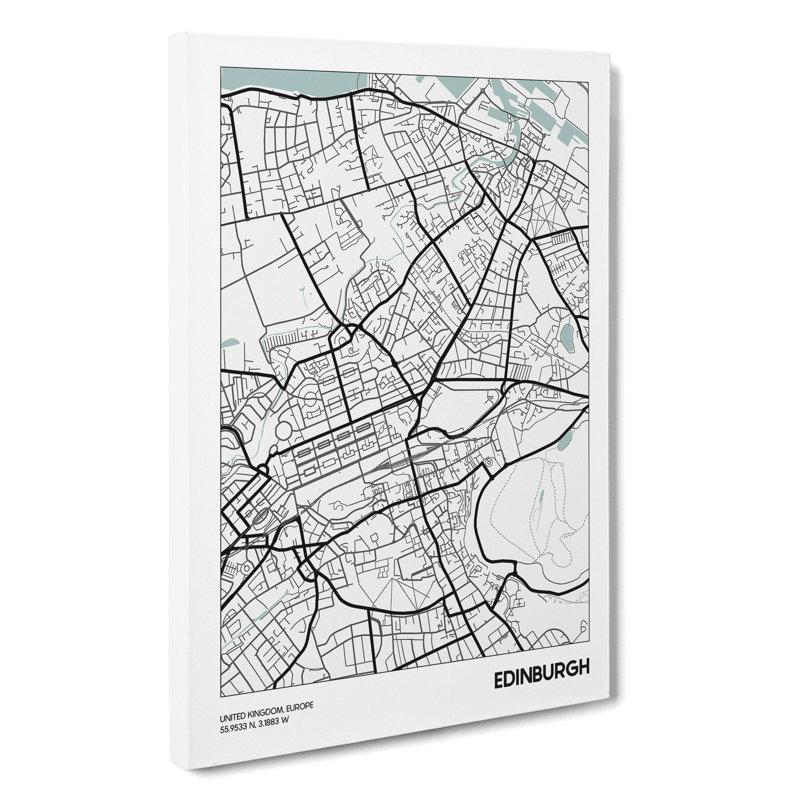 Map Edinburgh UK - Wrapped Canvas Print, 76cm H x 50cm W x 3cm D