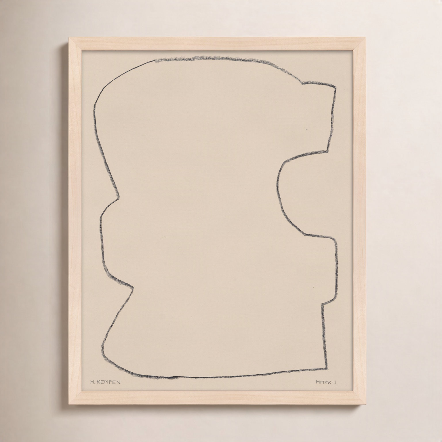 Freya "Outlines 9" Print, 16" W x 20" H, Maple Framed