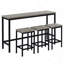 Table de salle à manger à hauteur de comptoir extra longue avec 3 tabourets, ensemble de table de pub avec repose-pieds, gris
