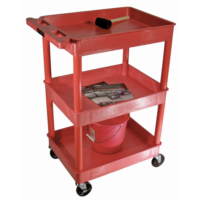 Tuffy Three Shelf Utility Cart, Red