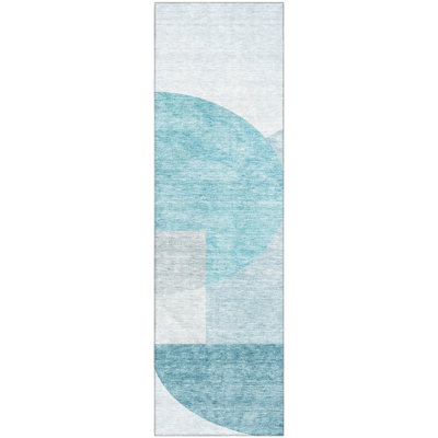 Premium Machine Washable Prisco Teal Rug