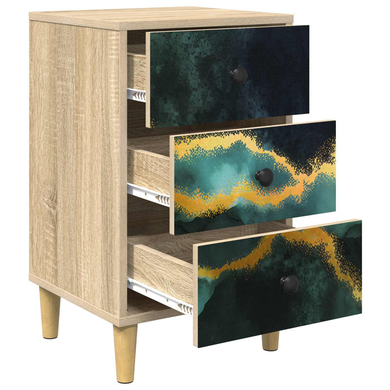 36cm W Engineered Wood Bedside Table